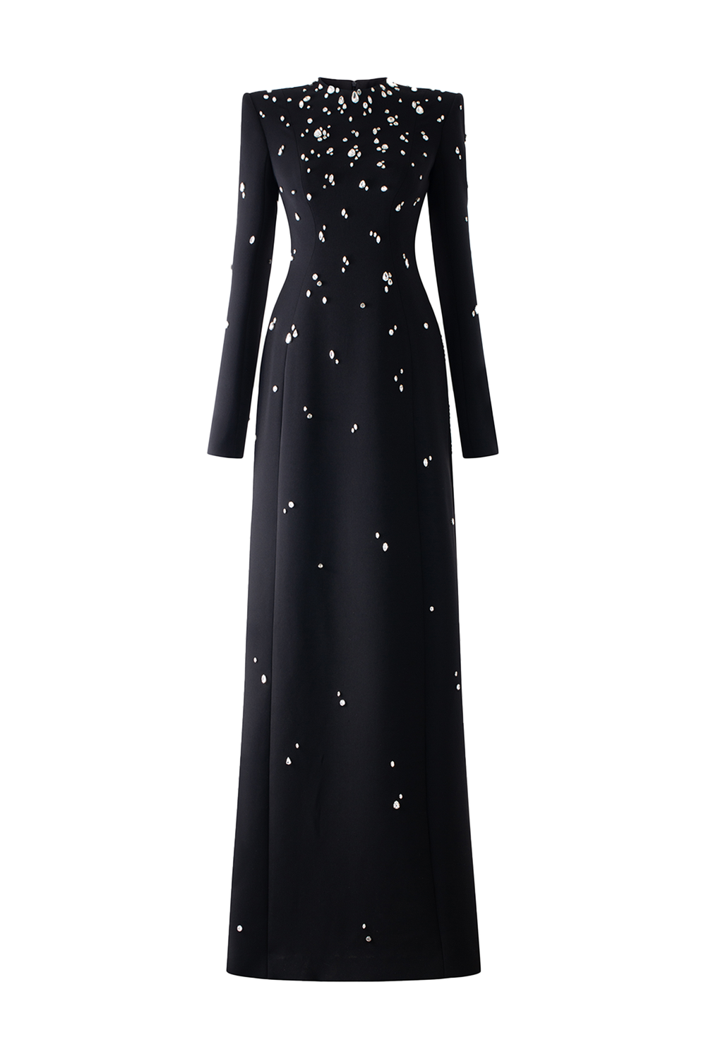 Stone Embellished Long Sleeve Dress - TRACY COUTURE